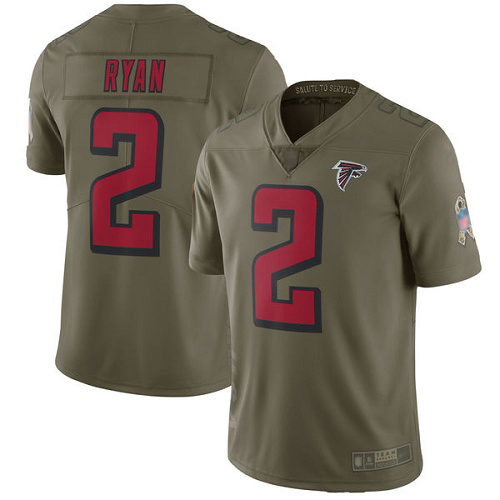 Atlanta Falcons Limited Olive Men Matt Ryan Jersey NFL Football #2 2017 Salute to Service->women nfl jersey->Women Jersey